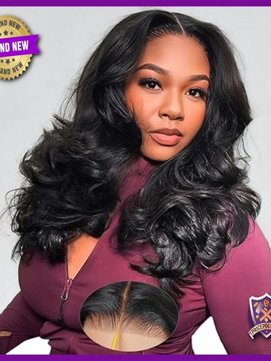 Glueless Human Hair Lace Front Wig with Curtain Bangs 18 Inch main image 5